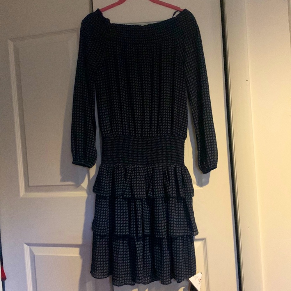 Micheal Kors off the shoulder ruffled dress.